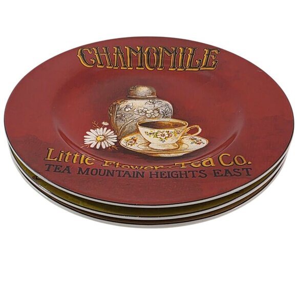 Sakura Tea Cups Design 8 ¼” Stoneware Salad Luncheon Plates – Set of 3 - Picture 3 of 16